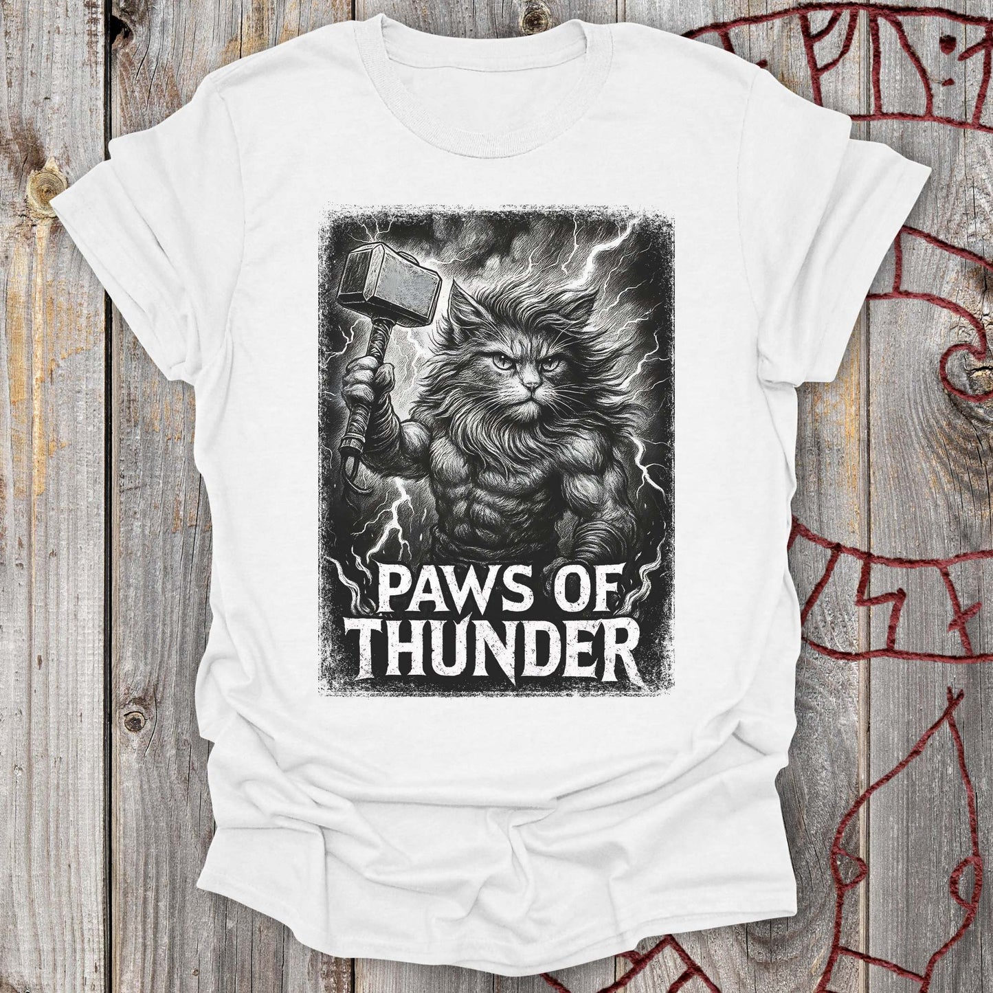 Paws of Thunder - Thor Viking Cat T-Shirt