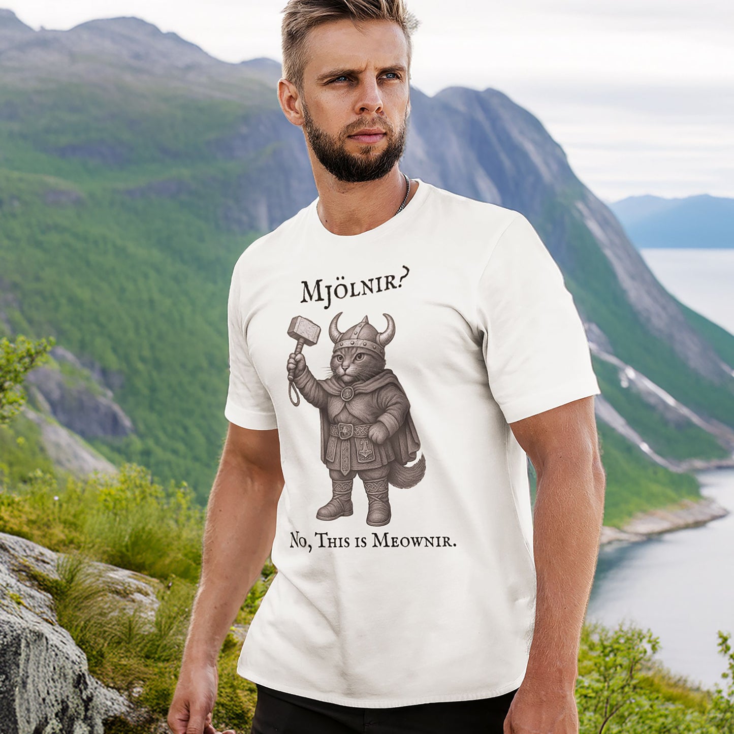 Mjölnir? No, This is Meownir - Viking Cat T-shirt
