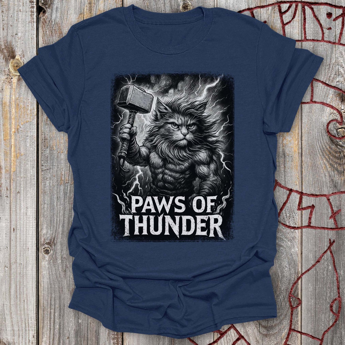 Paws of Thunder - Thor Viking Cat T-Shirt