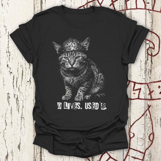 9 Lives Used 8 - Ransome Note Warrior Cat T-shirt NEW!