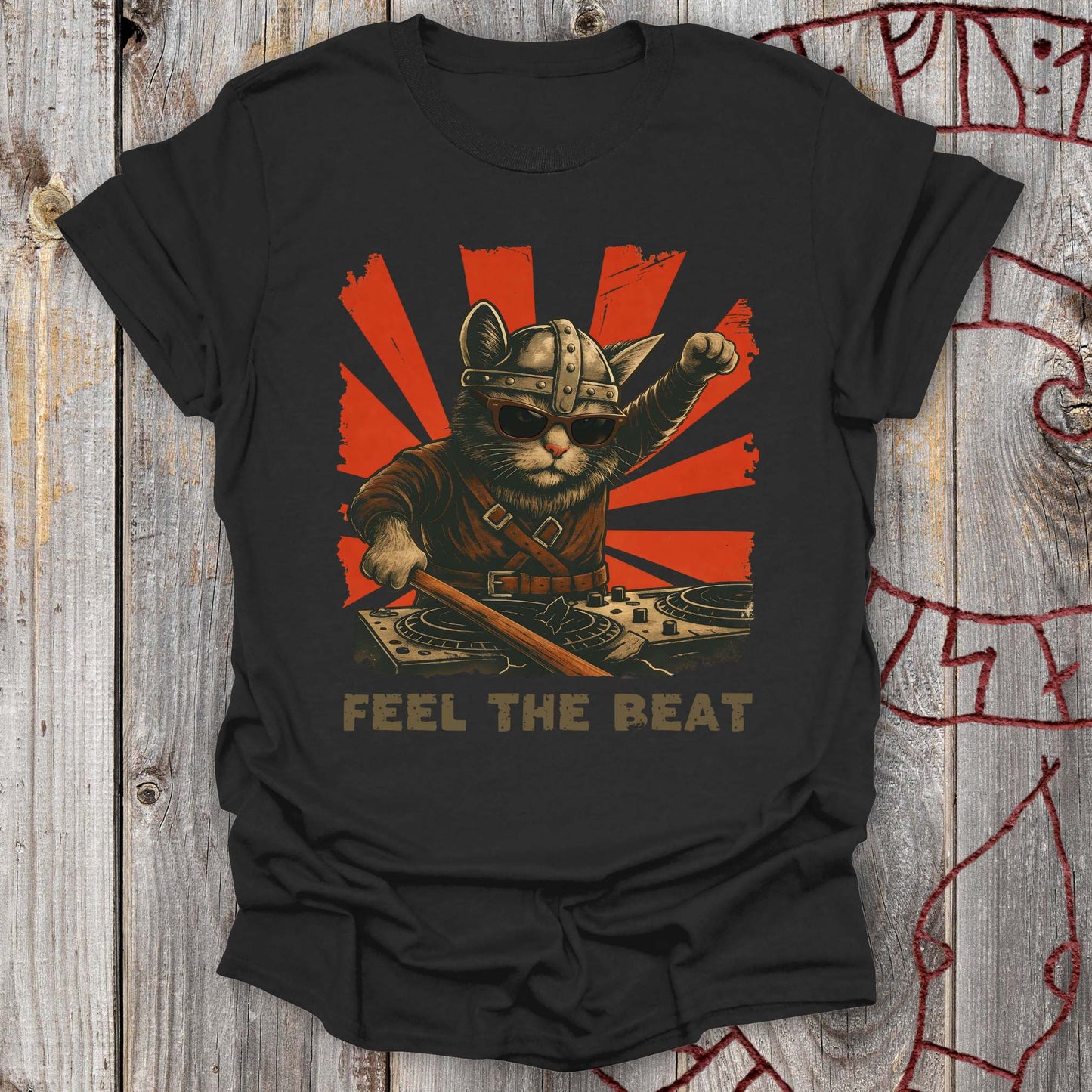 Feel the Beat - Viking Cat DJ T-Shirt