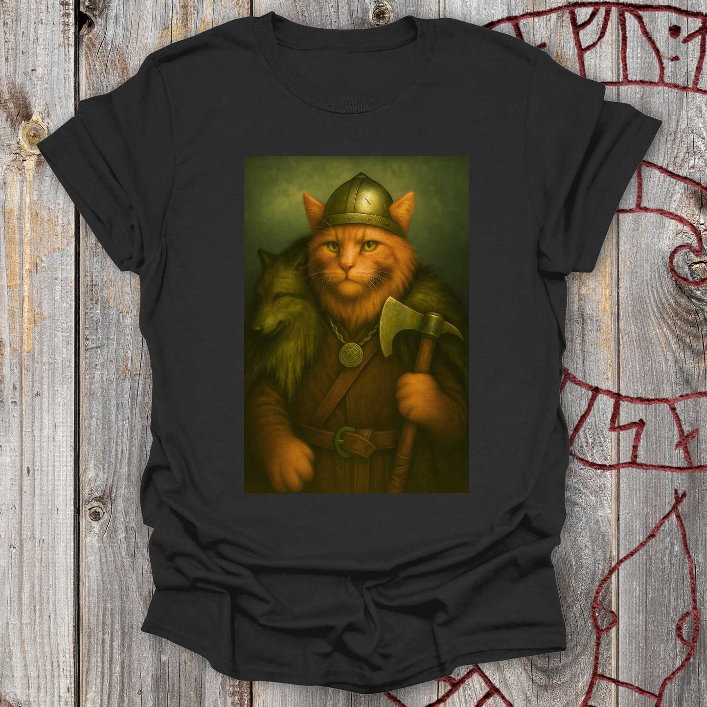T-Shirt Viking Cat in Wolfskin Plaid T-Shirt Unisex size S M L XL 2XL