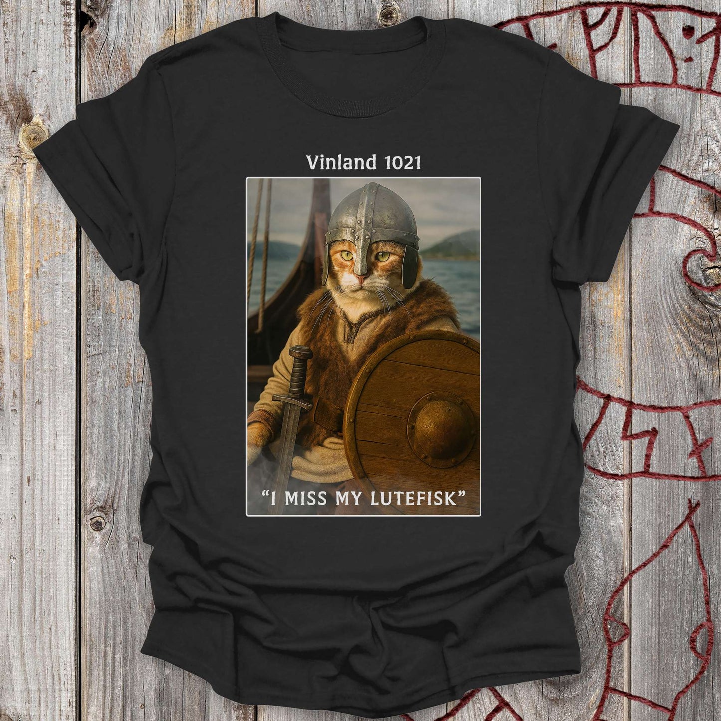 T-Shirt Vinland 1021 - I Miss My Lutefisk Viking Cat T-Shirt Unisex size S M L XL 2XL