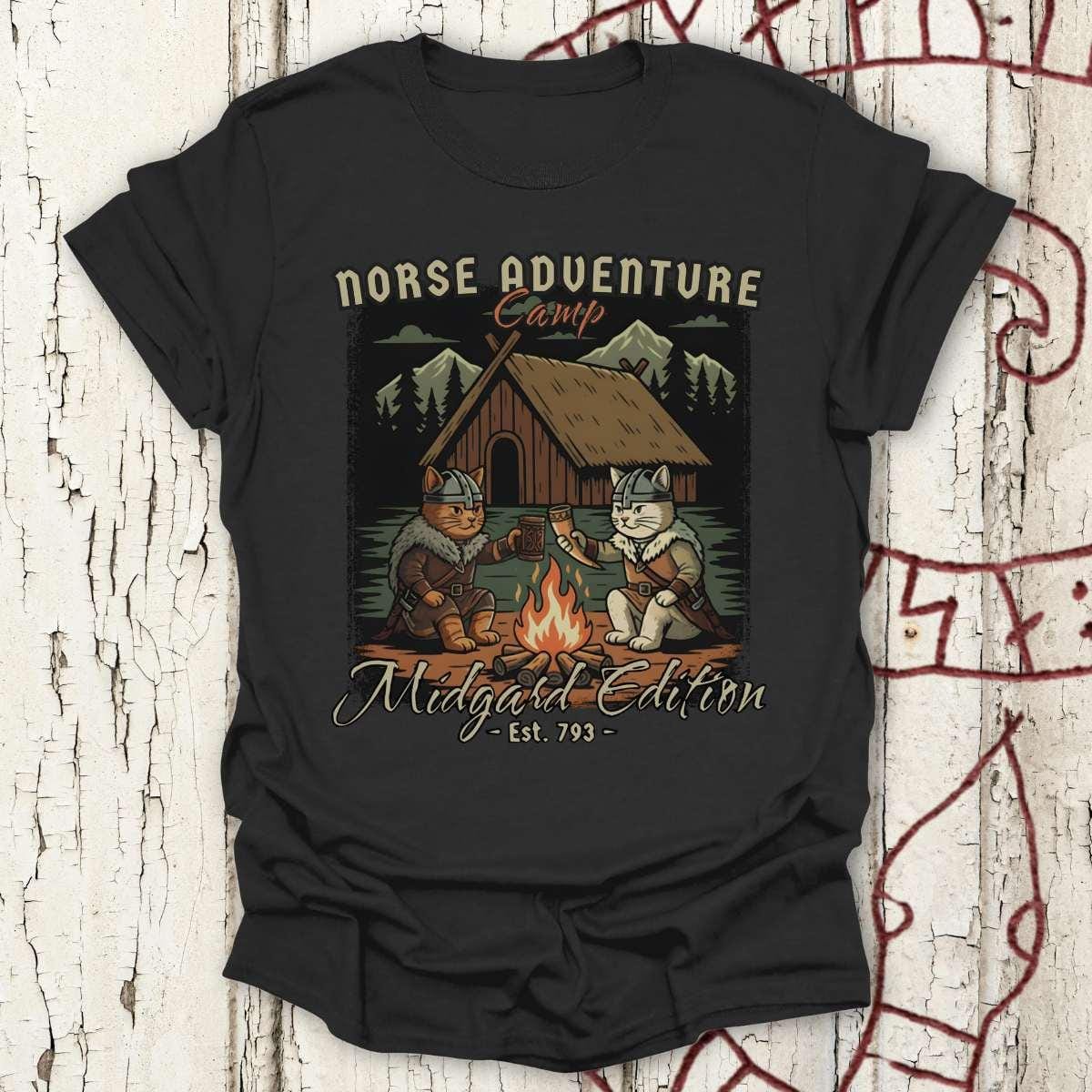 T-Shirt Norse Adventure Camp - Midgard Edition Cat T-shirt Unisex size S M L XL 2XL