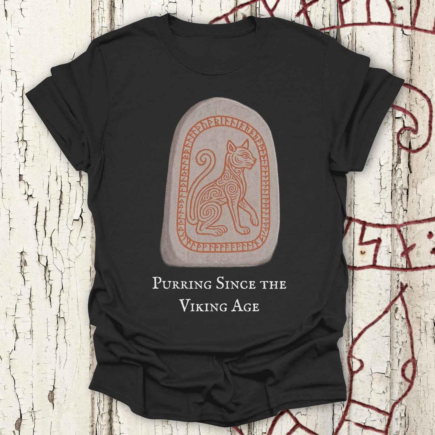 Purring Since the Viking Age - Runestone Cat T-Shirt