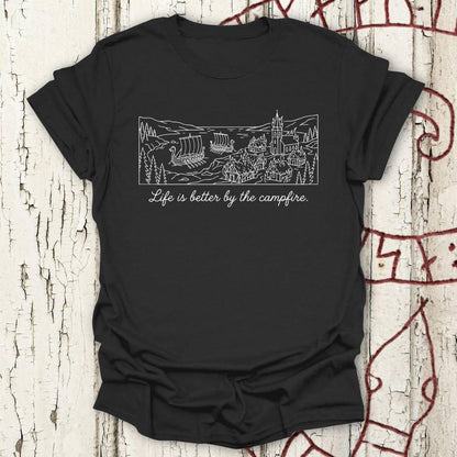 Life is Better by the Campfire - Funny Viking Minimalist T-shirt