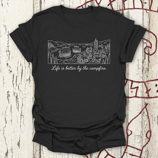 Life is Better by the Campfire - Funny Viking Minimalist T-shirt