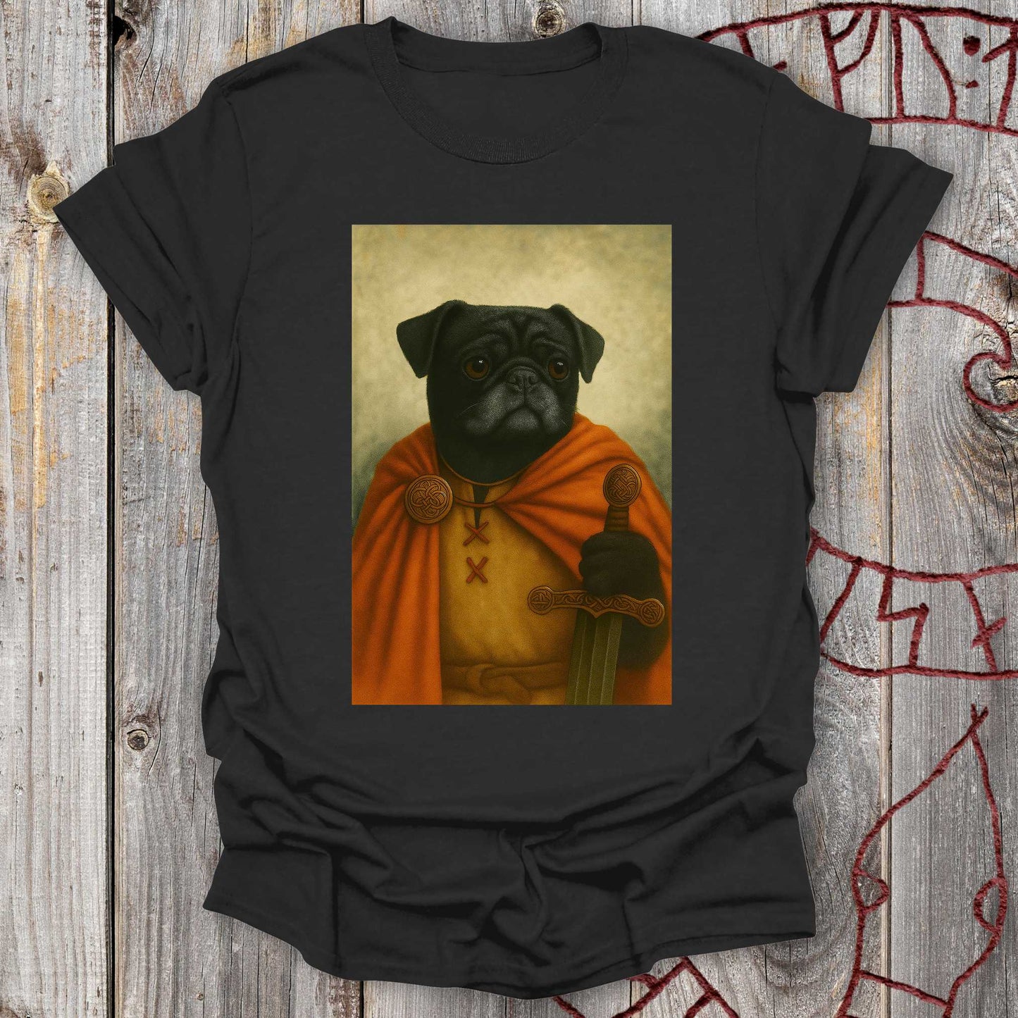 Black Pug Viking Portrait T-Shirt