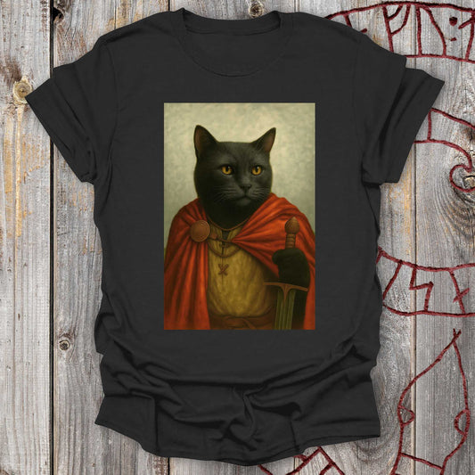 Black Viking Cat Portrait T-Shirt