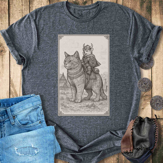 Medieval Cat With Small Viking Corgi T-shirt