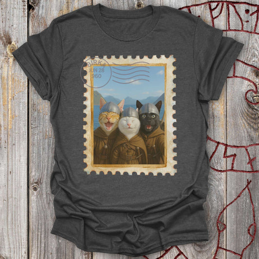 Viking Selfie Cats on a Longship T-Shirt