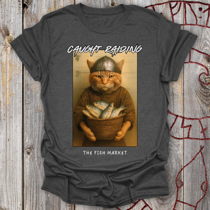 T-Shirt Caught Raiding the Fish Market - Viking Cat T-Shirt Unisex size S M L XL 2XL
