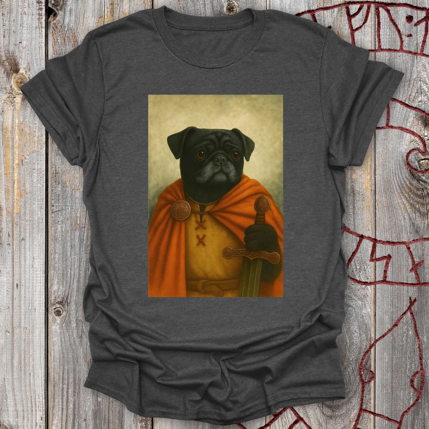 Black Pug Viking Portrait T-Shirt