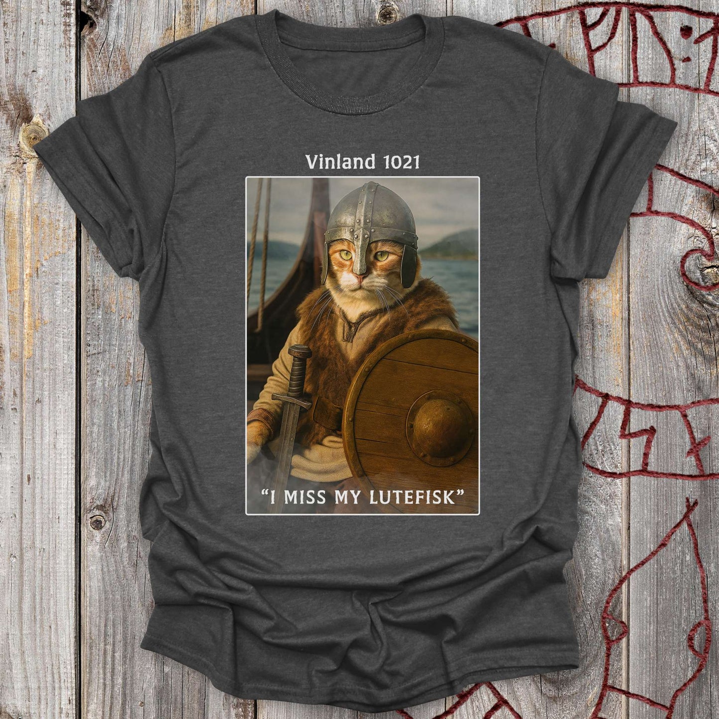 T-Shirt Vinland 1021 - I Miss My Lutefisk Viking Cat T-Shirt Unisex size S M L XL 2XL