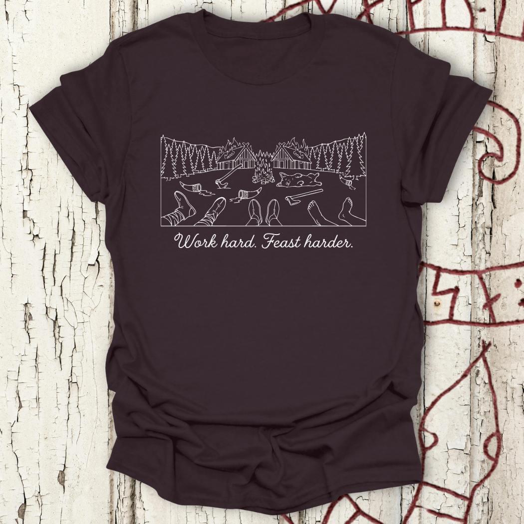 Work Hard. Feast Harder - Funny Viking Minimalist T-shirt