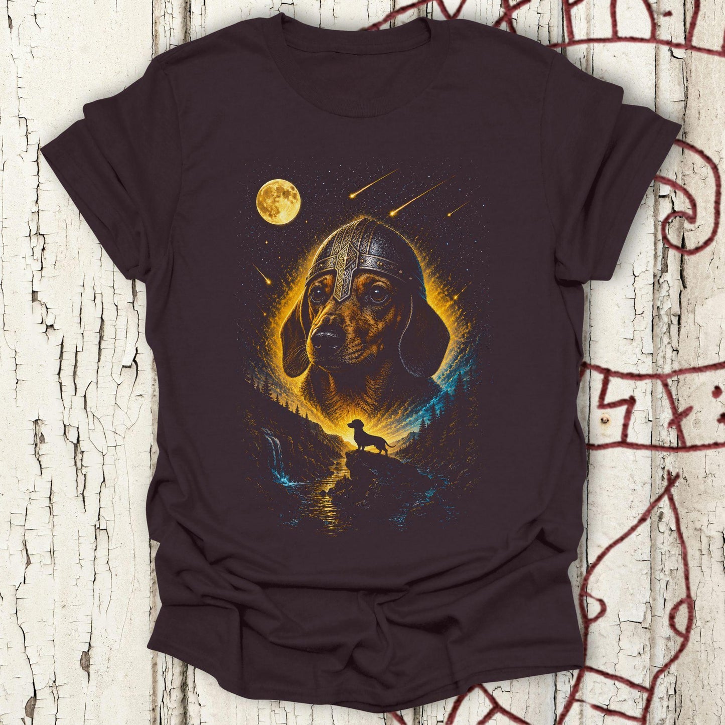 Dachshund Howling at the Moon Viking T-shirt NEW!