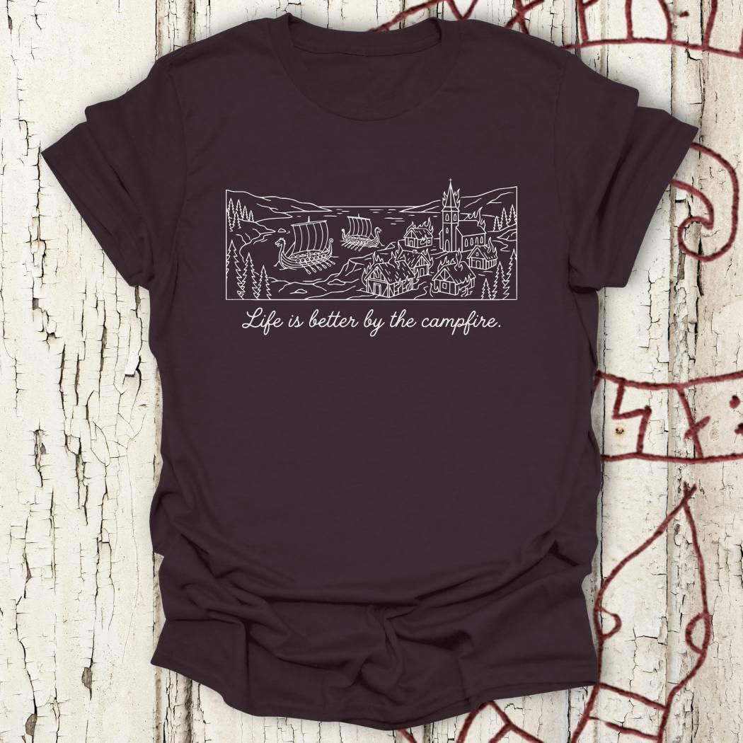 Life is Better by the Campfire - Funny Viking Minimalist T-shirt