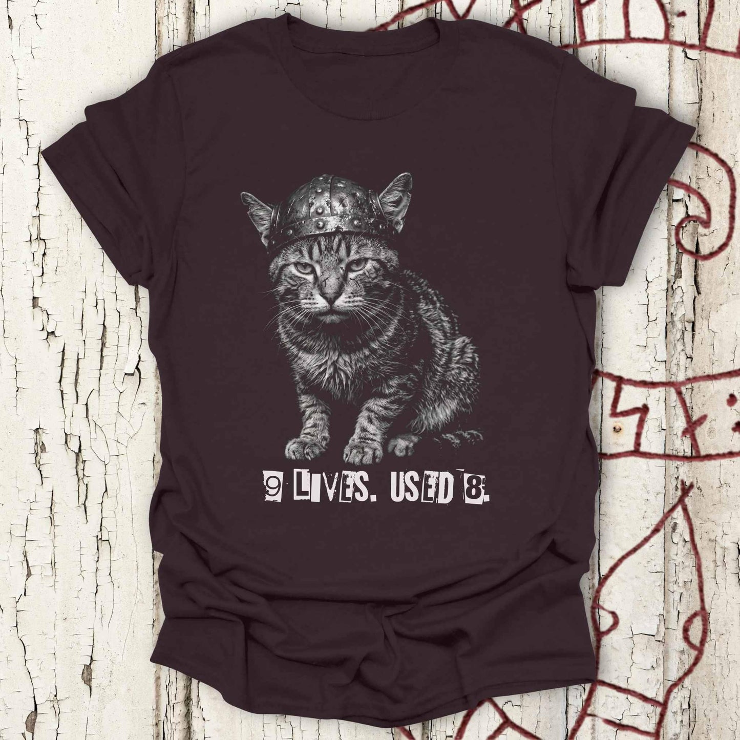 9 Lives Used 8 - Ransome Note Warrior Cat T-shirt NEW!