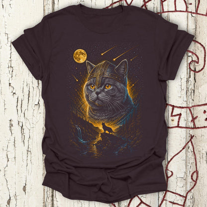 British Shorthair Howling at the Moon Viking T-shirt NEW!