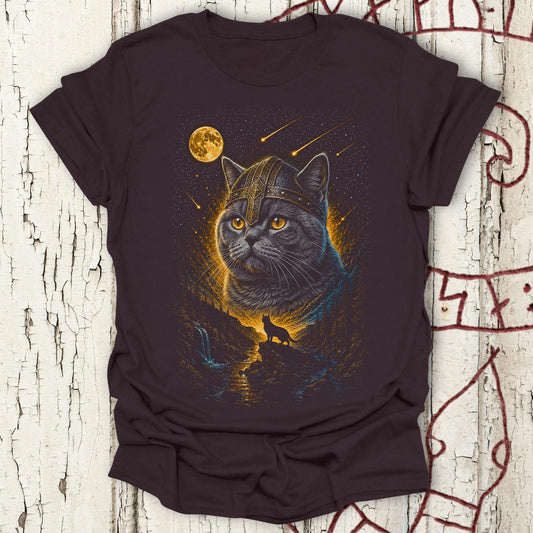 British Shorthair Howling at the Moon Viking T-shirt NEW!