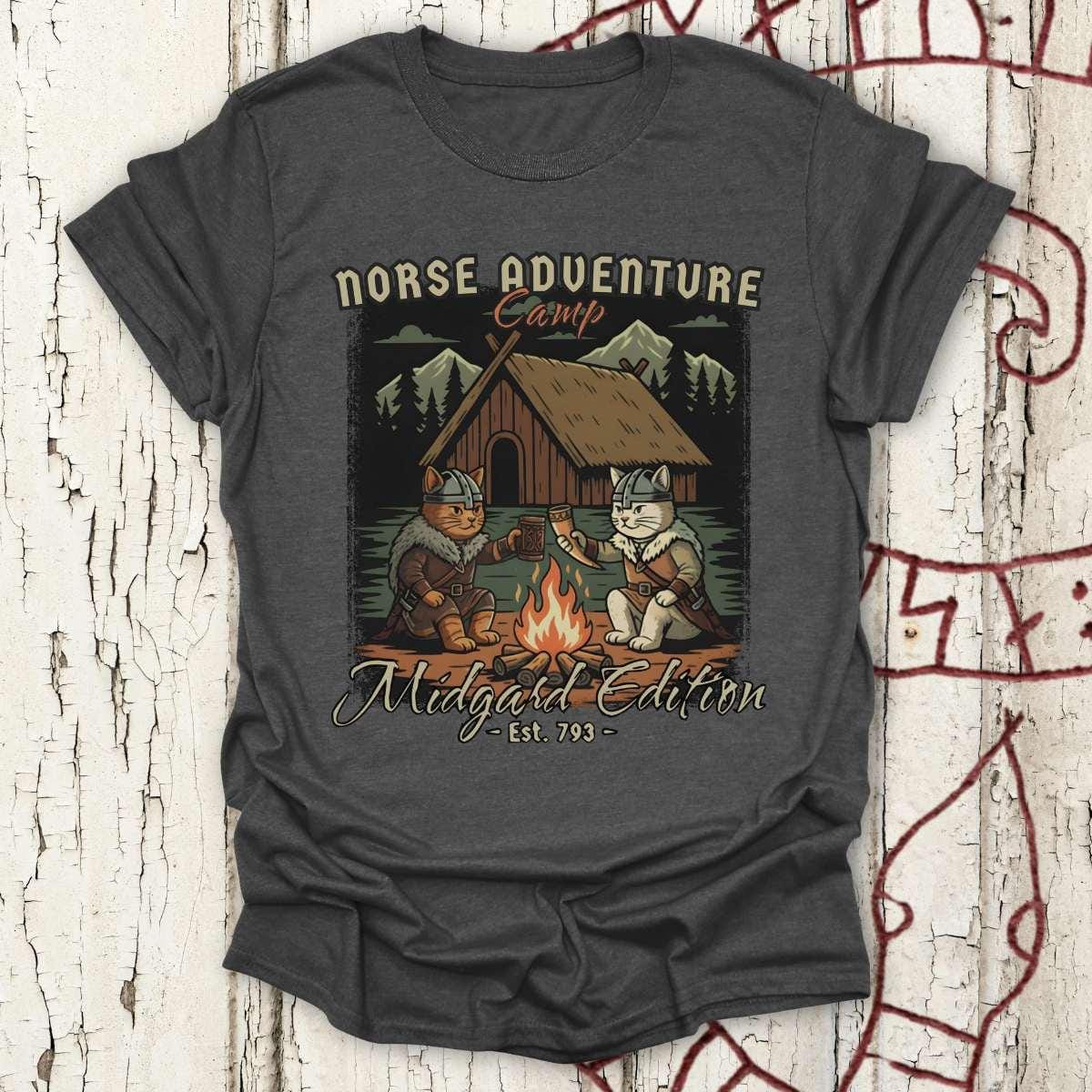 T-Shirt Norse Adventure Camp - Midgard Edition Cat T-shirt Unisex size S M L XL 2XL