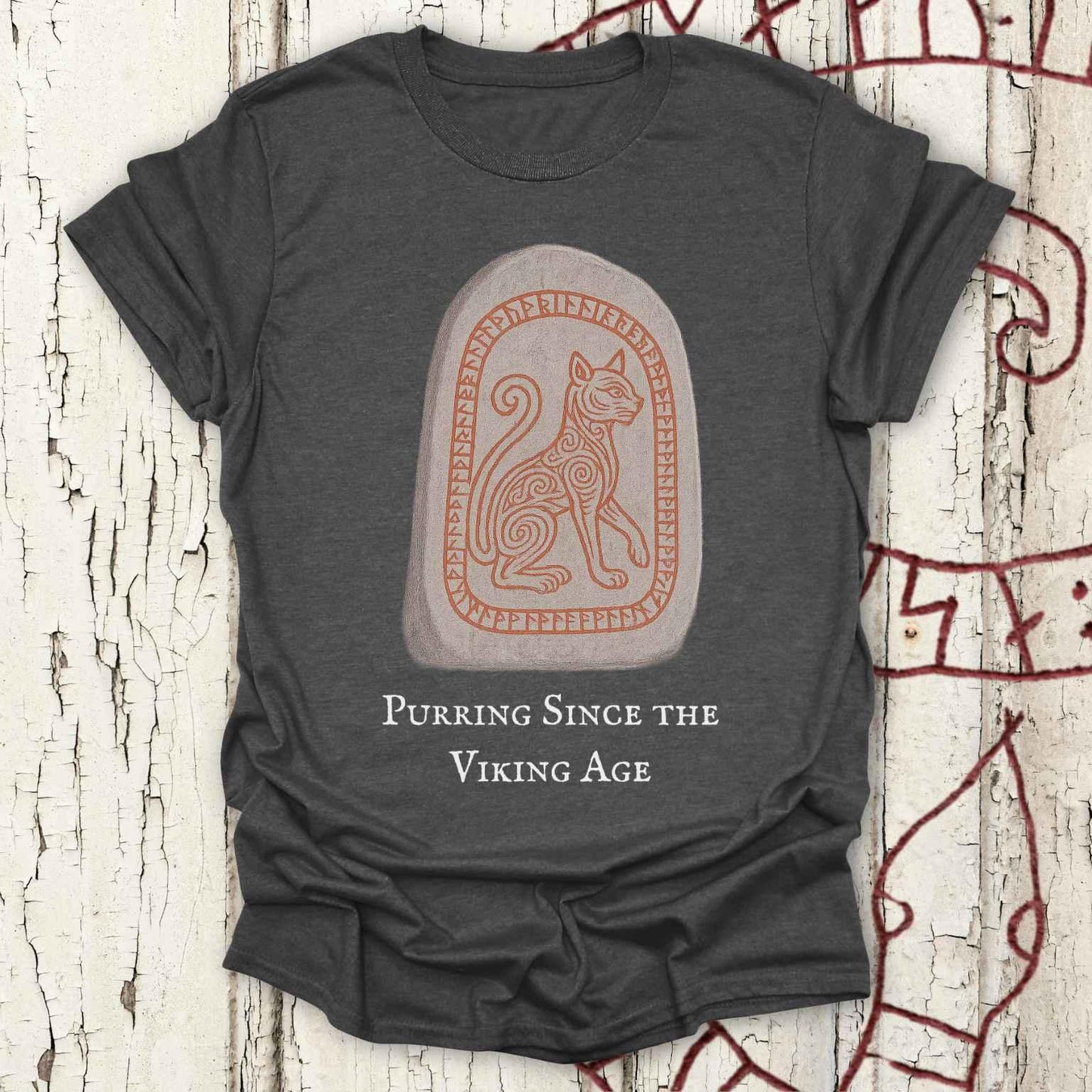 Purring Since the Viking Age - Runestone Cat T-Shirt