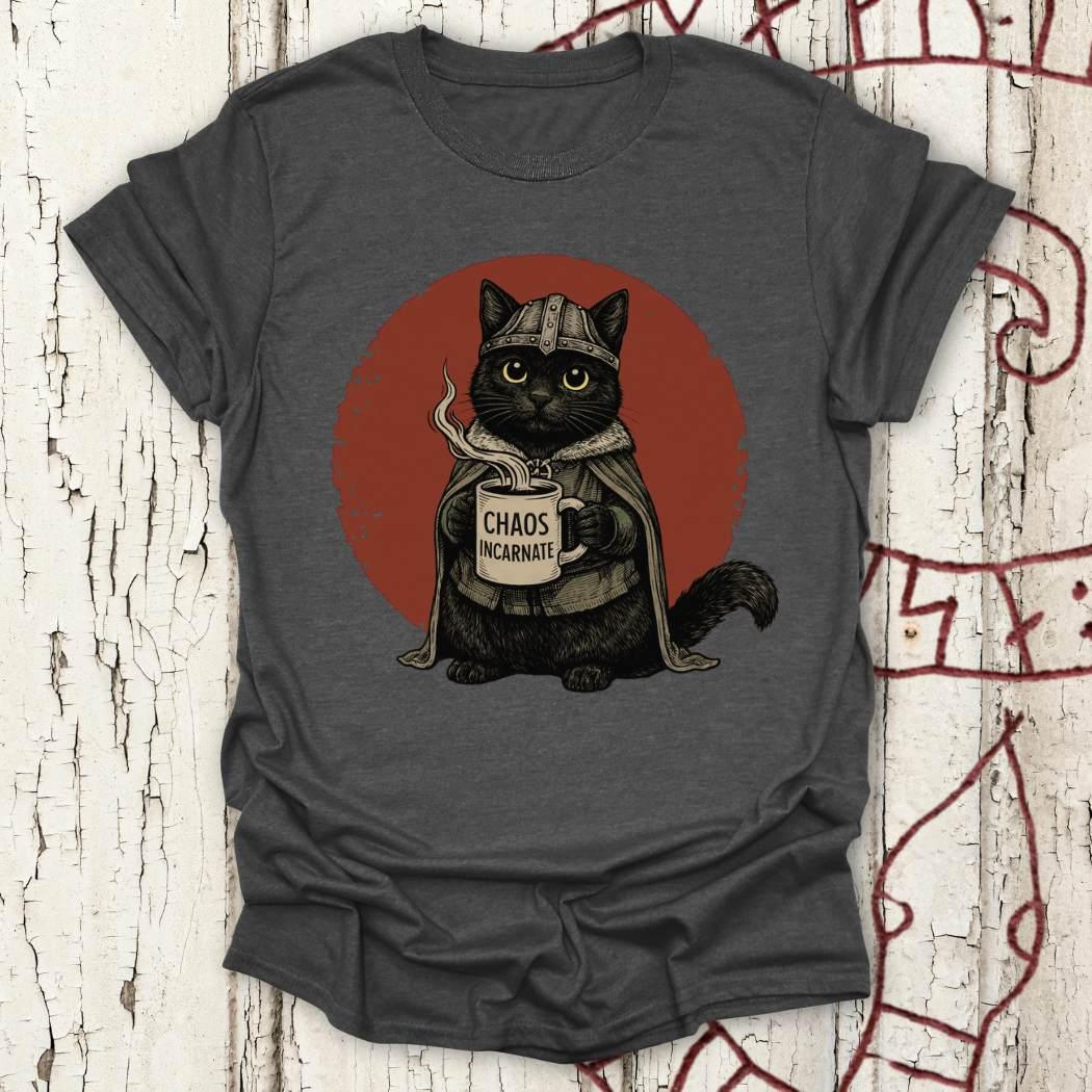 Chaos Incarnate - Viking Black Cat Retro T-shirt