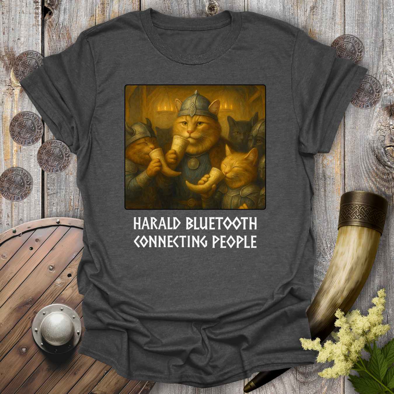 Harald Bluetooth Viking Cat T-Shirt