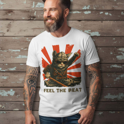 T-Shirt Feel the Beat - Viking Cat DJ T-Shirt Unisex size S M L XL 2XL