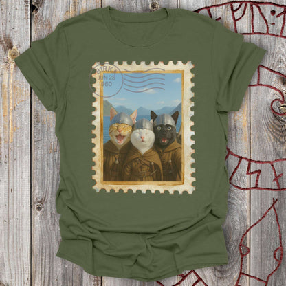 Viking Selfie Cats on a Longship T-Shirt