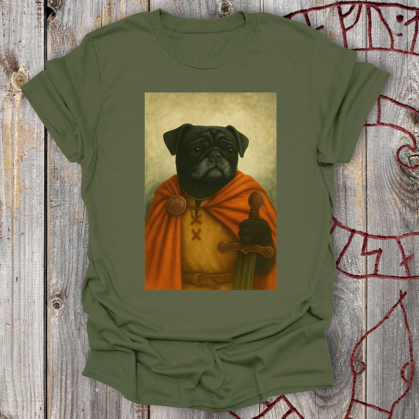Black Pug Viking Portrait T-Shirt