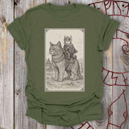 Medieval Cat With Small Viking Corgi – T-Shirt