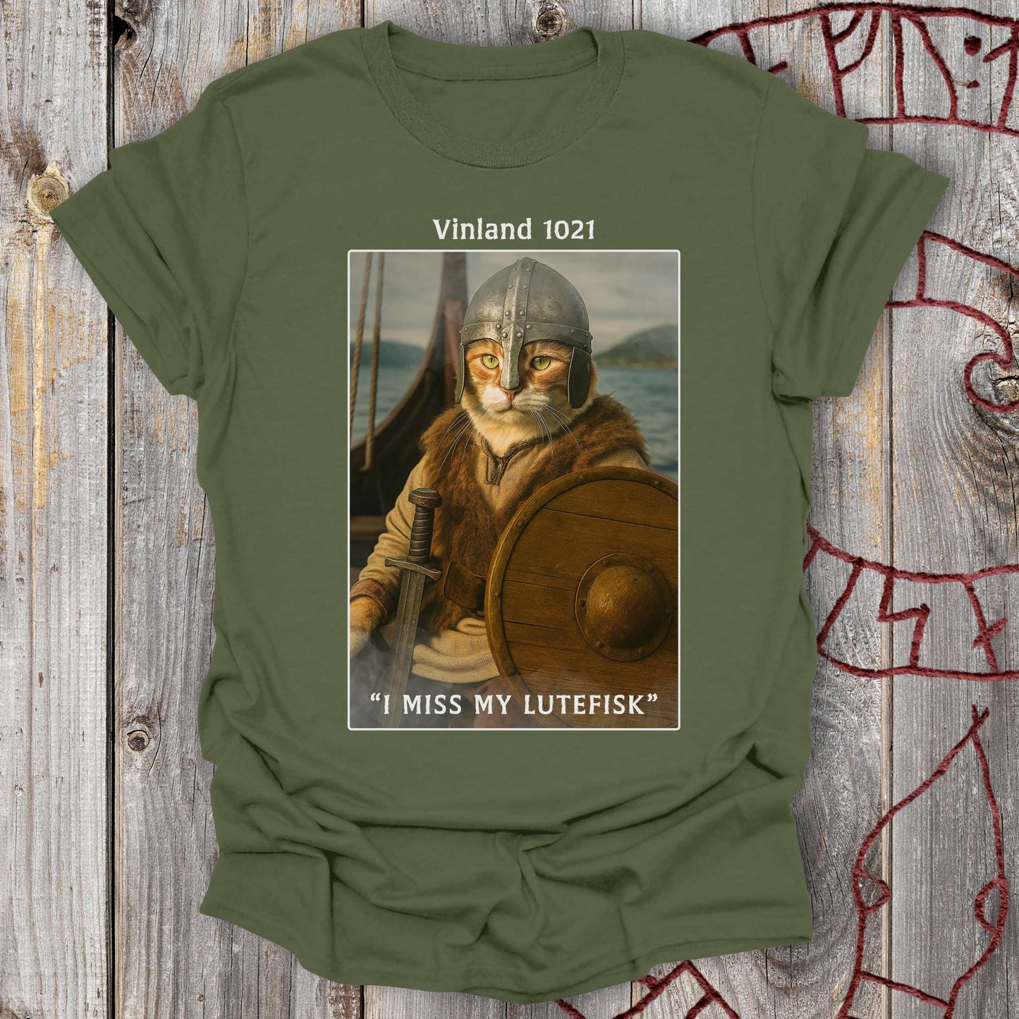 T-Shirt Vinland 1021 - I Miss My Lutefisk Viking Cat T-Shirt Unisex size S M L XL 2XL