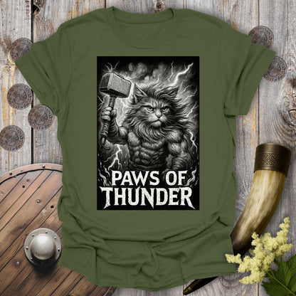 Paws of Thunder Thor Viking Cat T-Shirt