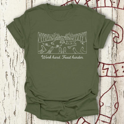 Work Hard. Feast Harder - Funny Viking Minimalist T-shirt