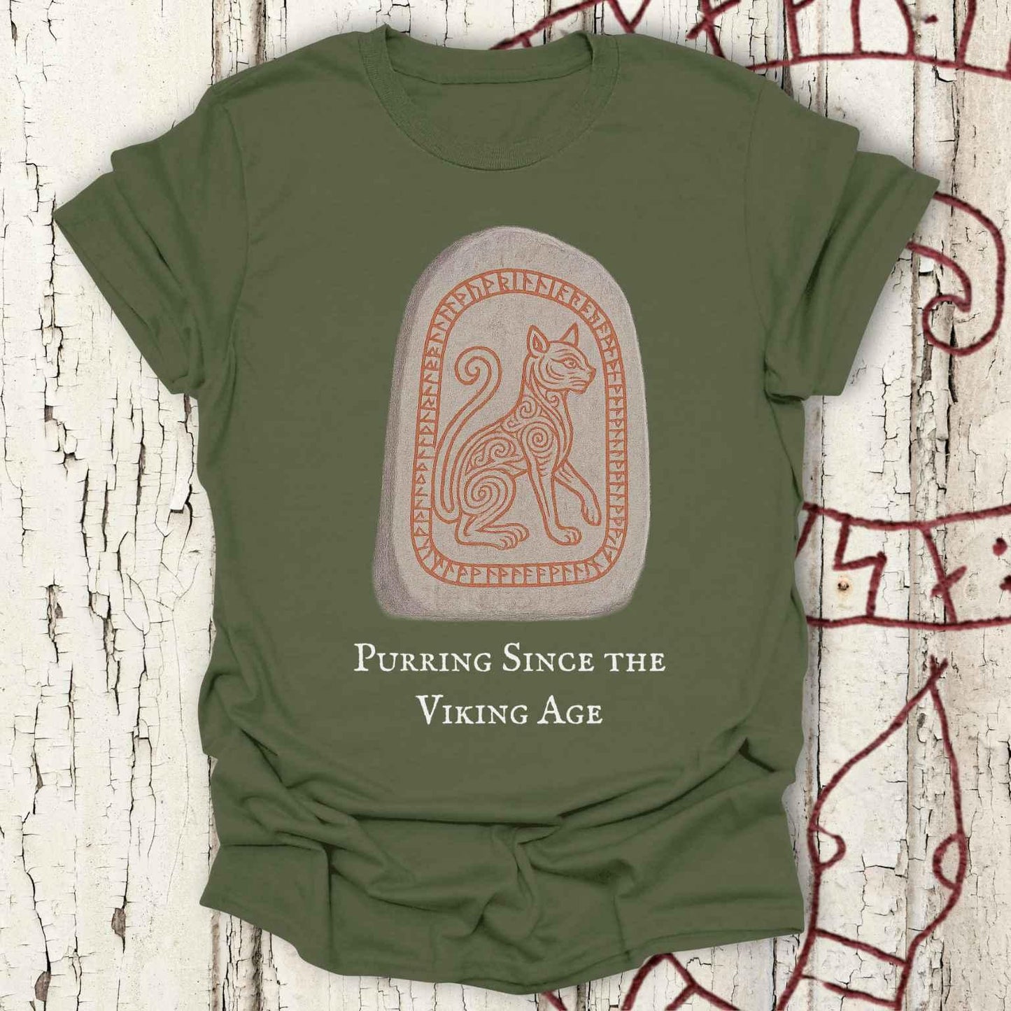 Purring Since the Viking Age - Runestone Cat T-Shirt