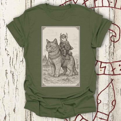 Medieval Cat With Small Viking Corgi T-shirt