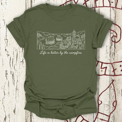 Life is Better by the Campfire - Funny Viking Minimalist T-shirt