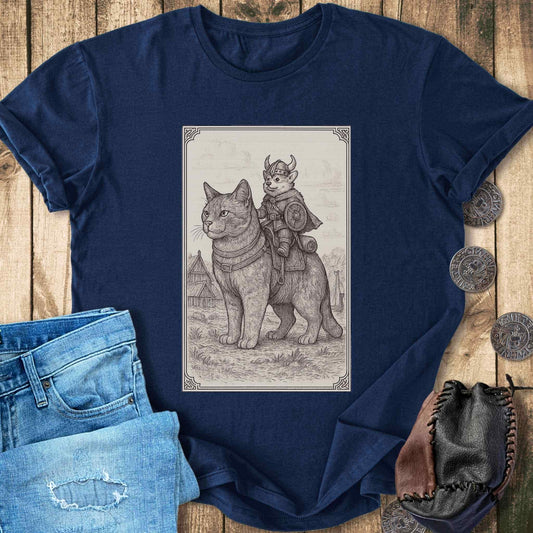 Medieval Cat With Small Viking Corgi T-shirt