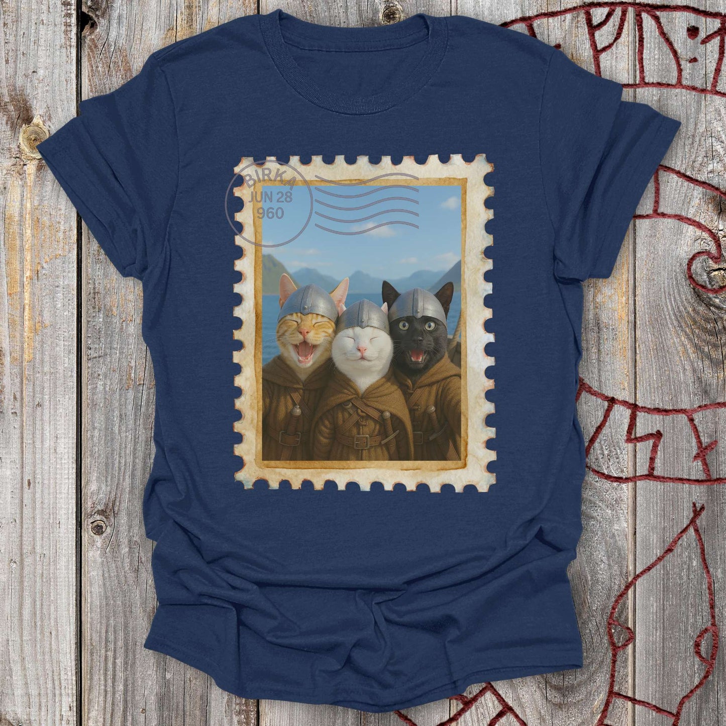 Viking Selfie Cats on a Longship T-Shirt