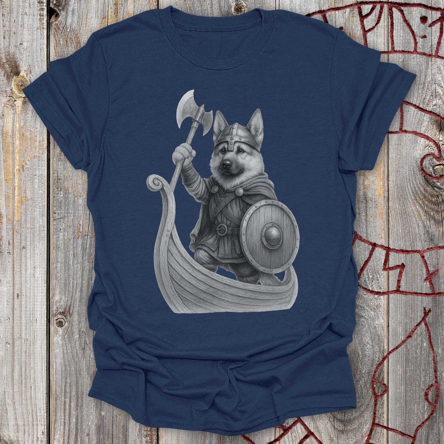 German Shepherd in Longship T-shirt