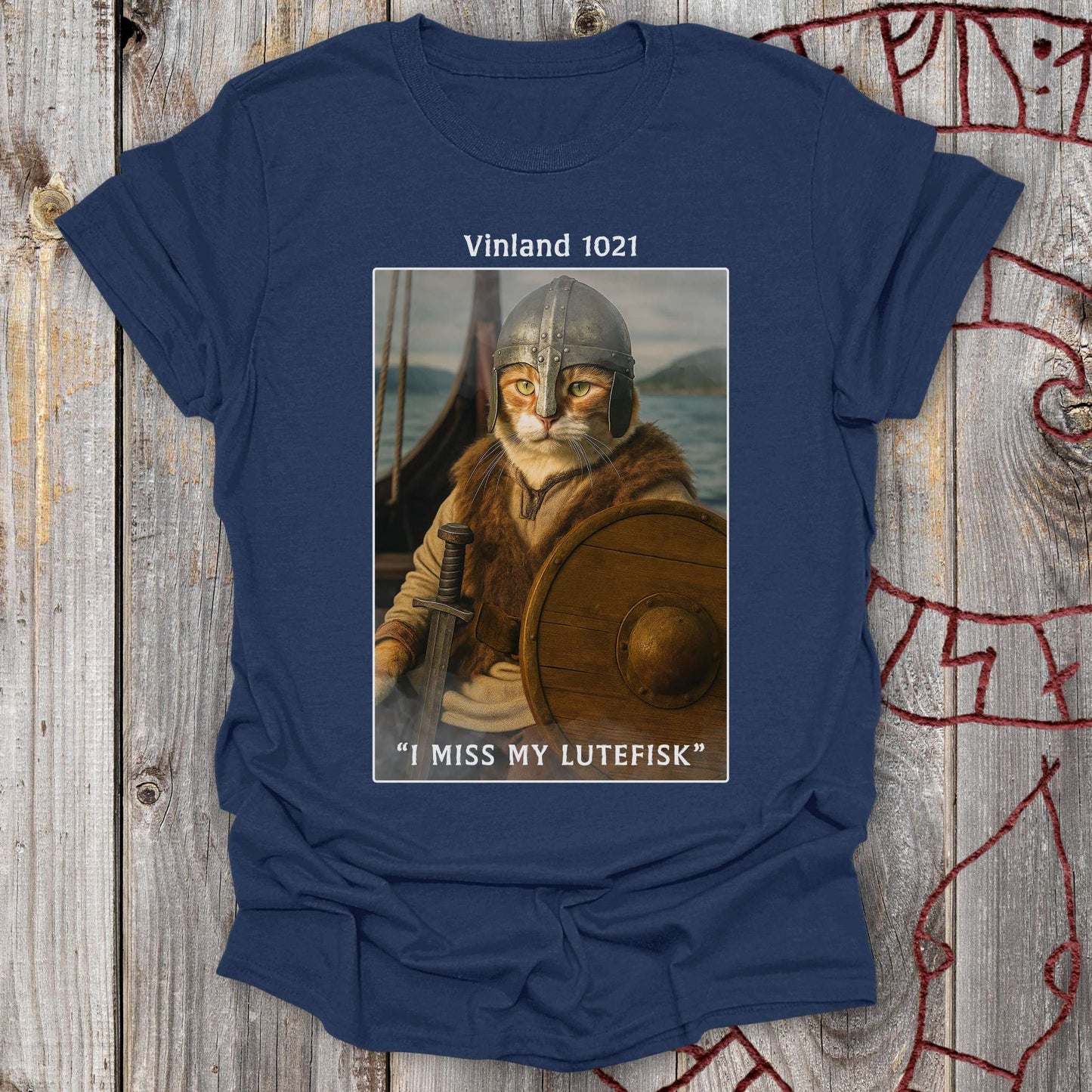 T-Shirt Vinland 1021 - I Miss My Lutefisk Viking Cat T-Shirt Unisex size S M L XL 2XL