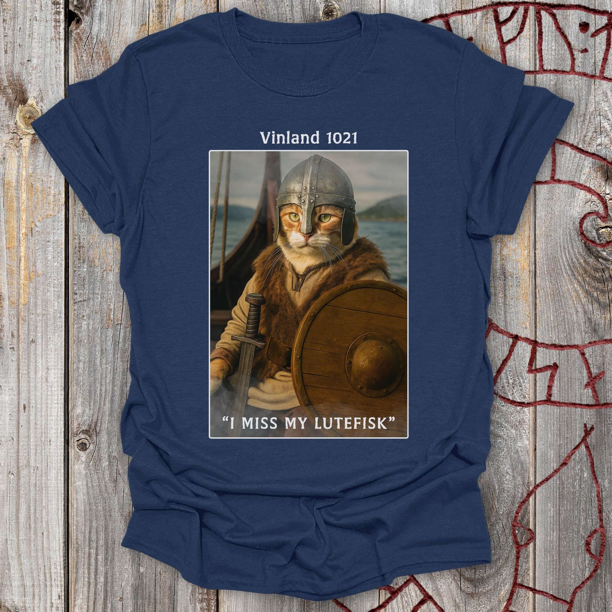 T-Shirt Vinland 1021 - I Miss My Lutefisk Viking Cat T-Shirt Unisex size S M L XL 2XL