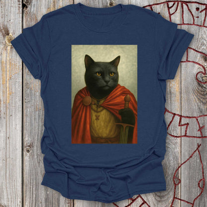 Black Viking Cat Portrait T-Shirt