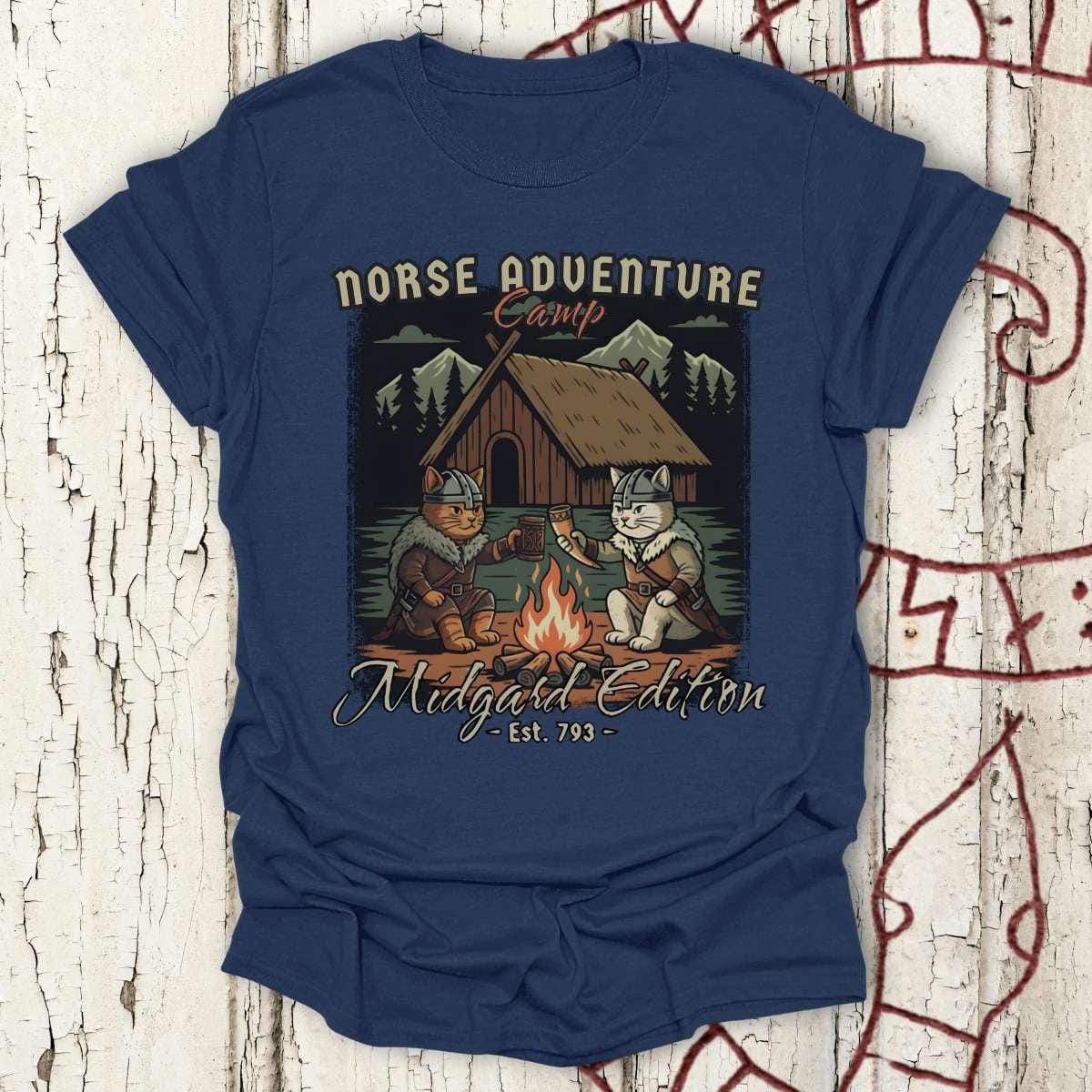 T-Shirt Norse Adventure Camp - Midgard Edition Cat T-shirt Unisex size S M L XL 2XL