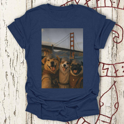 Viking Dogs Retro Selfie Photo Style - Golden Gate Bridge T-shirt NEW!