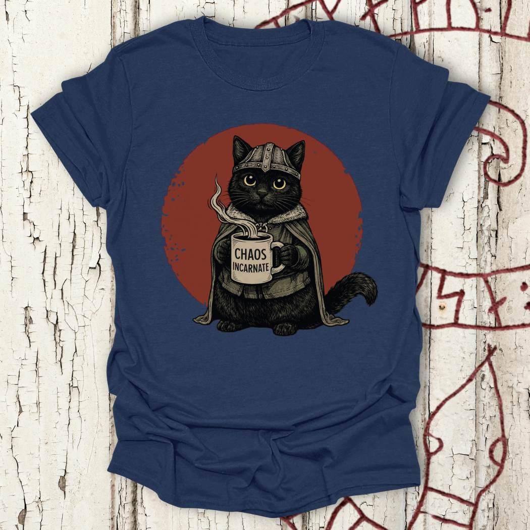 Chaos Incarnate - Viking Black Cat Retro T-shirt