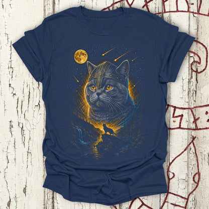 British Shorthair Howling at the Moon Viking T-shirt NEW!