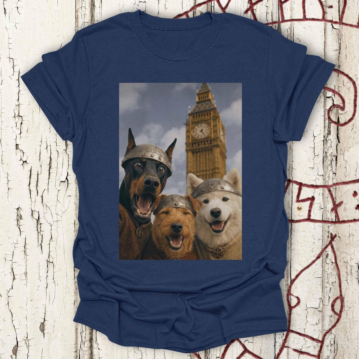 Viking Dogs Retro Selfie Photo Style - Big Ben London UK T-shirt
