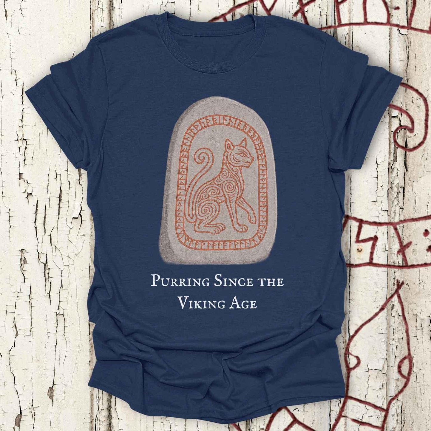 Purring Since the Viking Age - Runestone Cat T-Shirt